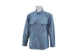 Men's 100%Cotton Chambray Blue Work Shirt Long Sleeve Chest Pockets Detailed