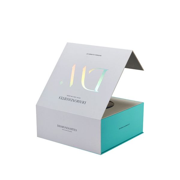 Customizable Flip Lid Gold Foil Logo Packaging Rigid Cardboard Box for Skincare Essential Oils Cosmetics Beauty