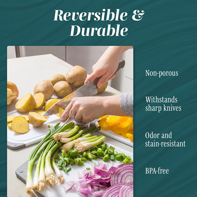 Dishwasher Safe Plastic Kitchen Cutting Board With Easy-Grip Handles