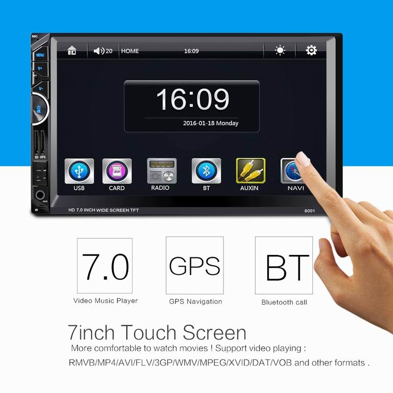 Ouchuangbo 7" 2 din car mp5 audio gps support BT aux USB SD Auto Audio Stereo Radio