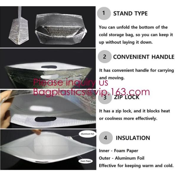 Outdoor square aluminum foil food thermal freezer cooler lunch insulation bag,Foil Cooler Bag Thermal Bag for Fruit Choc