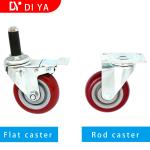 Red 3 Inch Rubber Caster Wheels Static - Free / Universal Heavy Duty Caster
