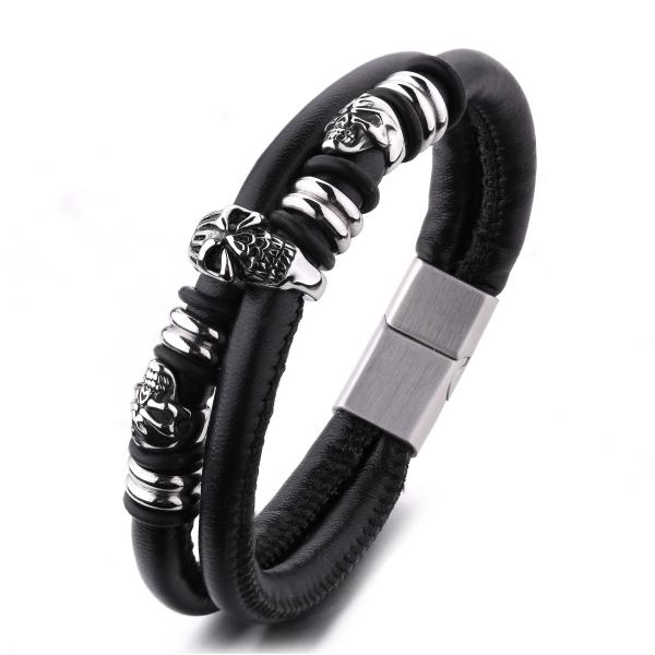 High Quality Stainless Steel Skeleton Skull Bracelet Men Vintage Jewelry