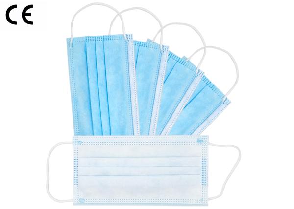 Soft Face Cover Blue Non Woven Disposable Face Masks 50pcs 3 Ply With Elastic