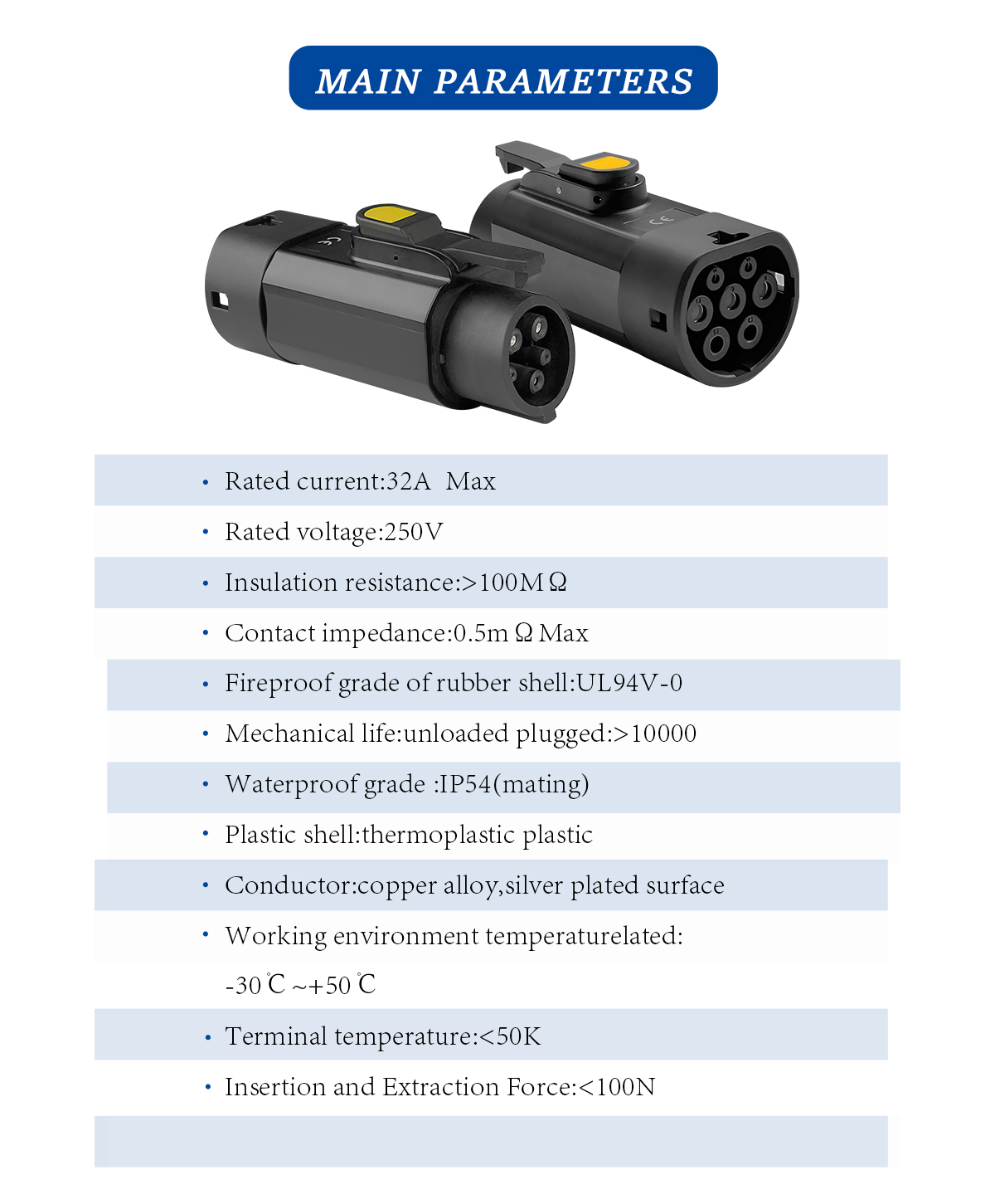 PC Copper Material and Suitable for 220V Input Voltage GBT to Type1/J1772 Converter EV Car Charge Adapter 220V 32A 7KW