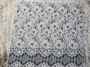 Wholesale Eyelash Corded Lace Fabric White Floral / Nylon Rayon Heavy Lace Material from china suppliers