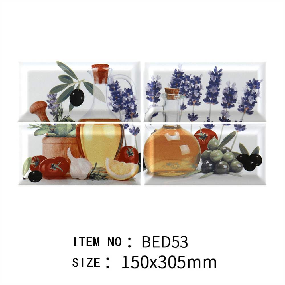 A Scene Of Harvest ,SGS White Body Glossy 7.5x15.2cm Subway Porcelain Wall Tiles For Home Embellishment And Dining Room