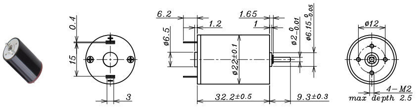 3V6V12V24V DC Metal Brush Motor Coreless Metal DC Brush motor.D22mm L32mm
