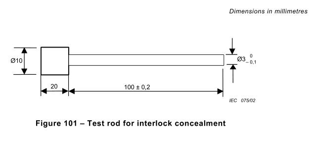 IEC 60335-2 Test Rod For Interlock Concealment Door Of Microwave Oven
