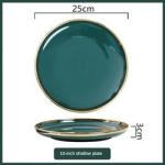 Hot Sale Exquisite Life High Quality Gold Frame Dark Green Home Porcelain Dinner