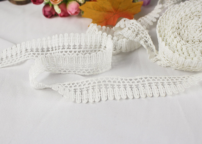Milk Silk Polyester Embroidered Lace Trim For Dress / Garments Indian Style