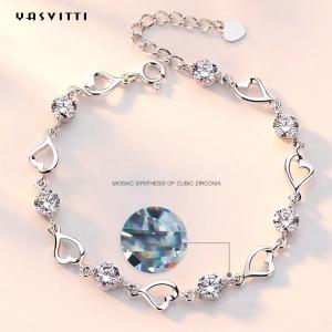 Wholesale 7.9in 4.6g Sterling Silver Jewelry Bracelets Sterling Silver Heart Bracelet ODM from china suppliers