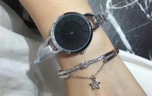Wholesale Black dial quartz watch Wrist Watch with Diamonds star ring Ladies' fashion watch from china suppliers