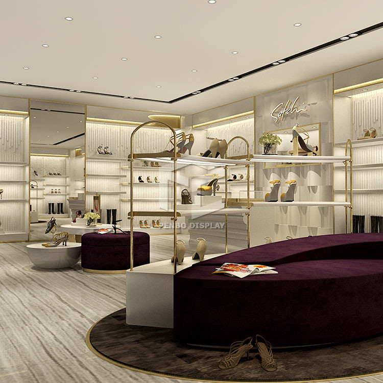 Outstanding Design Electroplate Shoe Store Furniture For Shop ODM