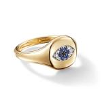 Brazilian Cable Collectibles Evil Eye Mini Pinky Ring 18K Gold White CZ 925