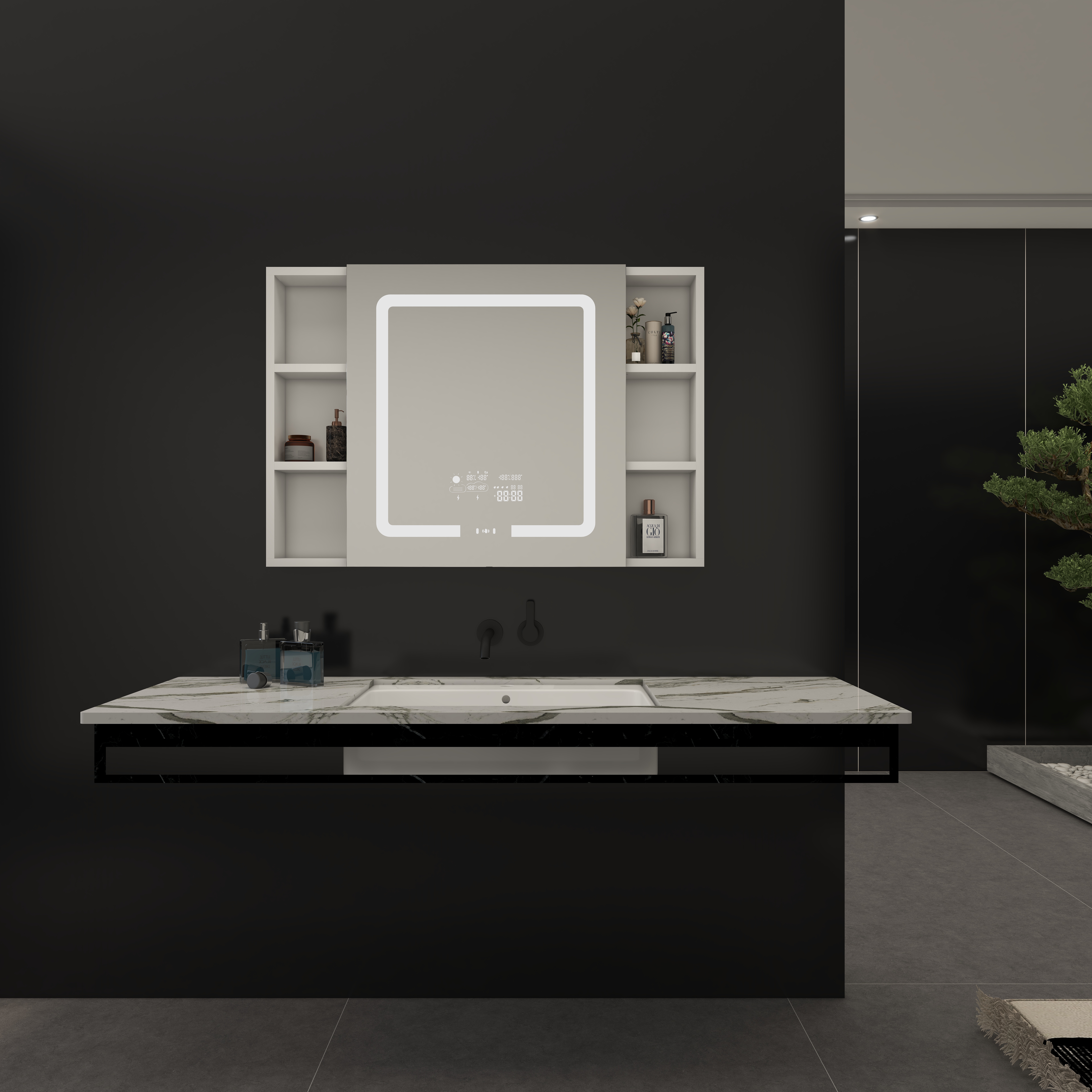 LED Mirror Cabinet Bathroom Vanity Set for Luxury Commercial Hotel Center by Eterna