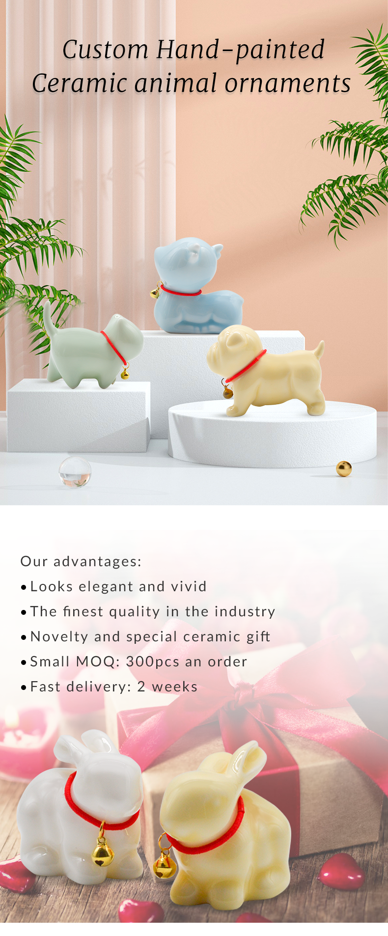Personalized Ceramic Mini Animal Ornaments Gifts for Desk Decor