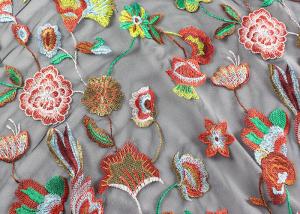 Wholesale Bright 3D Colored Flower Embroidery Lace Fabric For Ladies Wedding Dressmaking from china suppliers