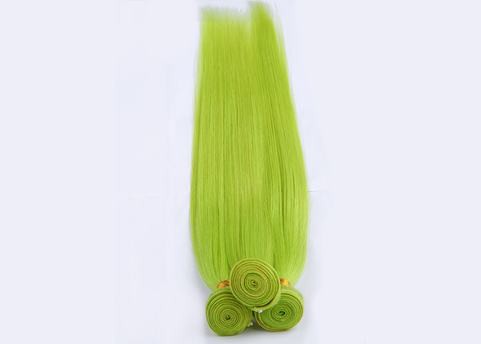 Fluorescent Green Virgin Human Hair Extensions Full Tightened NO Bad Smell