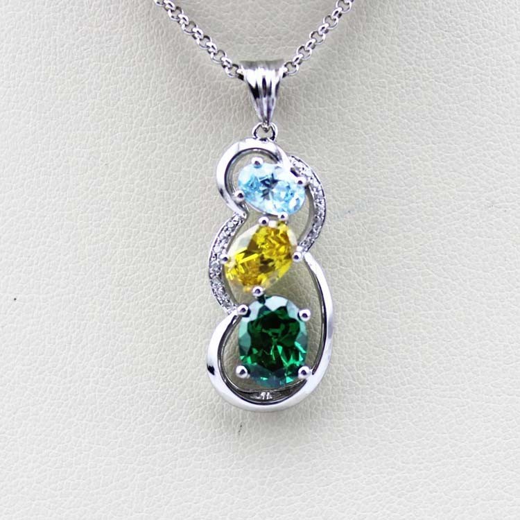 Fashion Sterling Silver Jewelry Mix Cubic Zircon Three Stones Pendant(PSJ0388)
