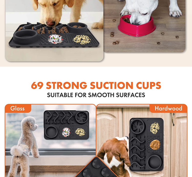 Slow Feeder Dog Lick Mat 304*204*42/430*288*42mm Cats Dogs Small Animals Custom Design