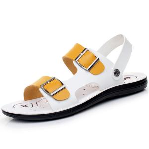 Wholesale Fashion Mens Leather Slides Shoes , Summer Genuine Leather Flat Sandals from china suppliers