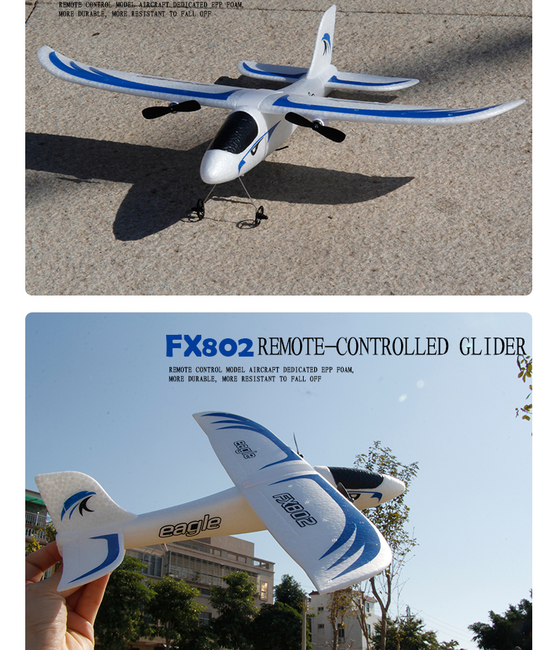 Design Fx802 Rc Eagle Glider Aircraft Automatic Balance Fighter Epp Anti-collision Foam 2.4g 2ch Flying Model Plane Toy