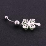 Fashion stainless steel piercing jewelry flower dangle belly button ring for