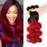 Brazilian Virgin Hair Body Wave Ombre Human Hair Extensions1B Burgundy Red Two