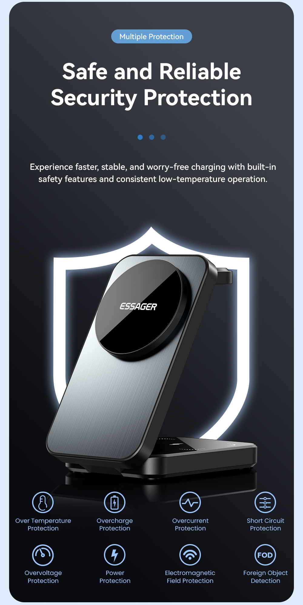 ESSAGER OJD-112 Series Desktop Cell Phone Wireless Charging Station OTP