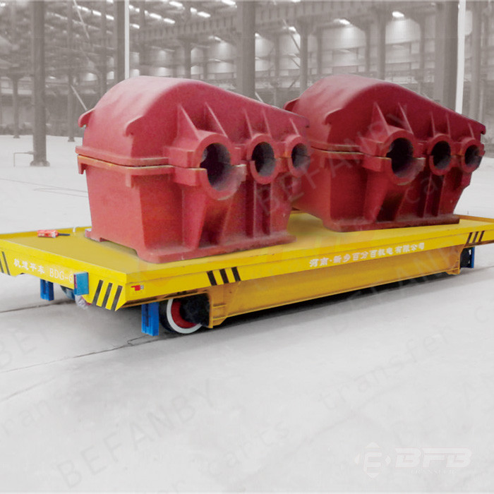 Low voltage electric rail transfer carriage for large steel structure