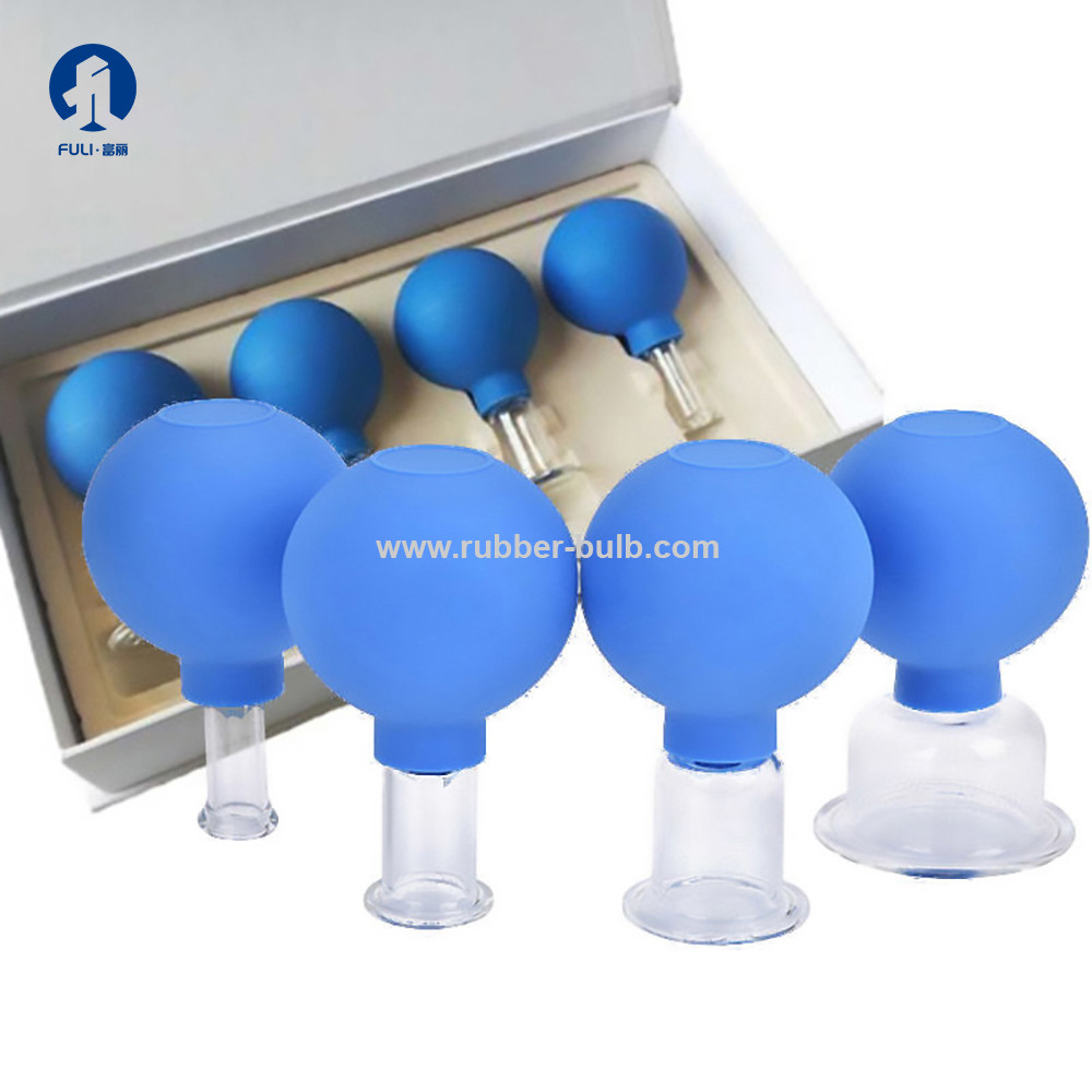 Pink 4 Pcs Body Face Massage Silicone Cupping And Guasha Board Set Glass Facial Cupping Vacuum Cupping Therapy