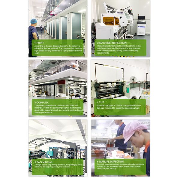 BOPP CPP Food Grade Organ Bag Tea Vacuum Packaging Offset Printed Recyclable Glossy Silver Foil Milk Powder Green Tea Biscuits