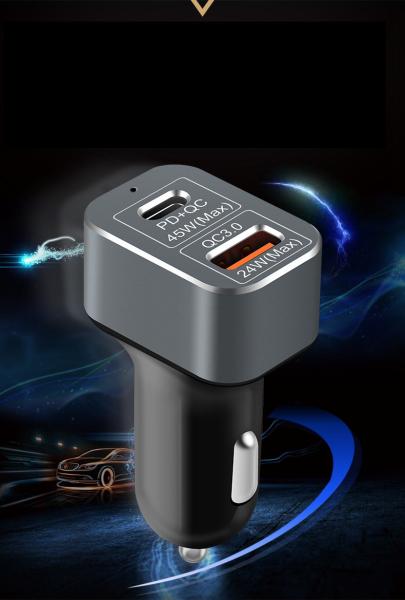 69W Type C USB Dual Ports Quick Charger 3.0 Car Charger