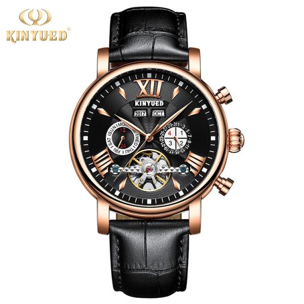 KINYUED new design automatic men watches movement leather luxury relojes