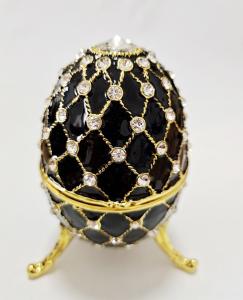 Wholesale Luxury Faberge Easter Egg Decorative Earring Ring Trinket Holder Box Hand Painted Faberge Egg Style Hinged Jewelry from china suppliers