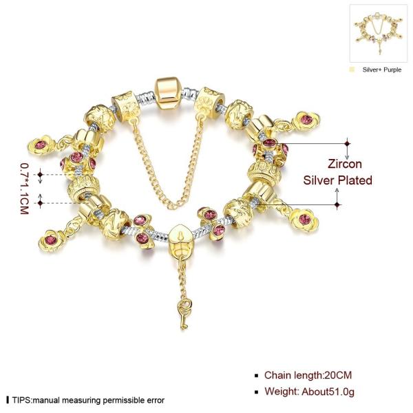 SJ Bonzer Rose Flower Key Charm Bracelet Magnet Buckle Cubic Zirconia Dubai