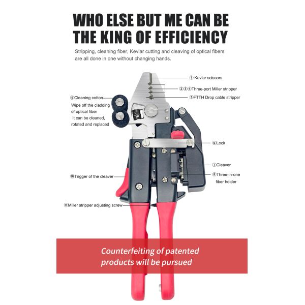 FONGKO Multifunctional Optical Fiber Stripping Pliers Fiber Optic Cable Cutter