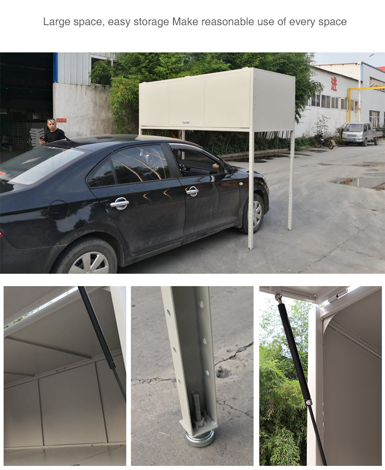 Grey White Garage Tool Over Car Bonnet Metal Storage Locker