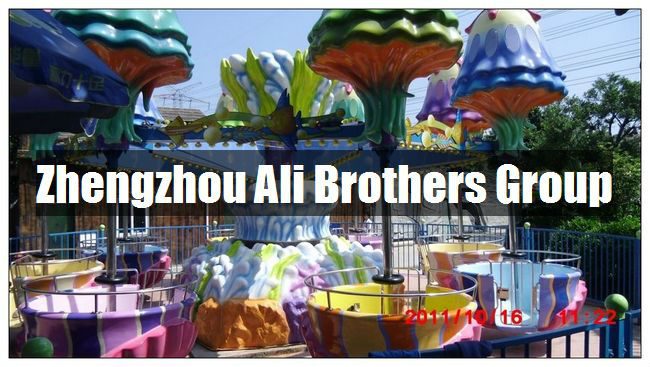 Amusement park games factory family rides shaking head happy jellyfish
