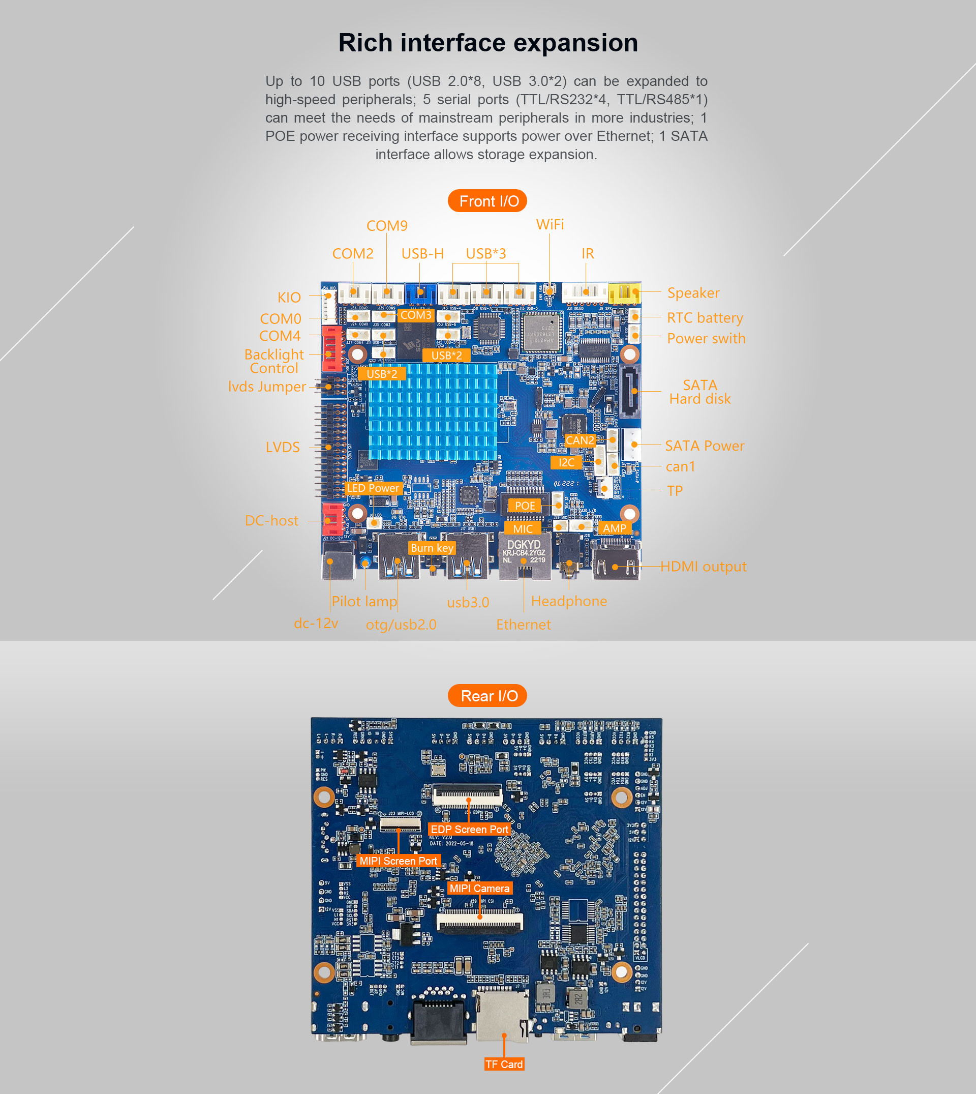 H-3568 Smart HMI Motherboard Mali-G52 2EE Support 1Tops computing power