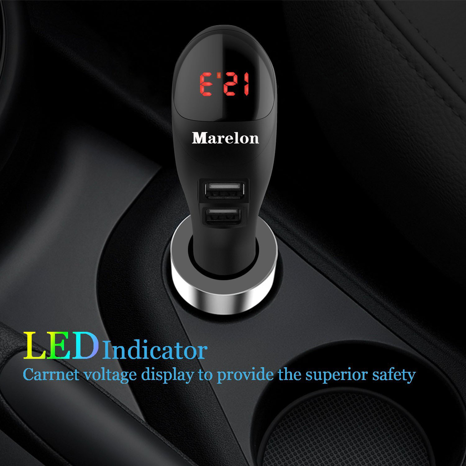 Car Phone Charger With Air Purifier , Fast Car Charger With LED Display