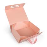 Luxury Customize Logo Printed Magnetic Gift Box With Ribbon Handle Folding