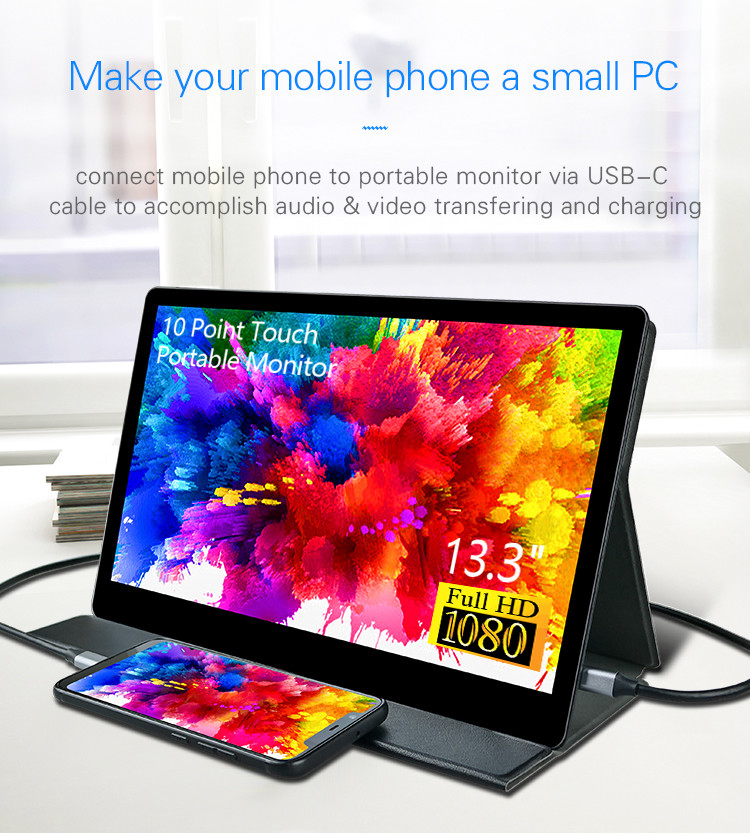 Brithgness 220cd/M2 Type-C Port Contrast 800:1 Portable Gaming Monitor