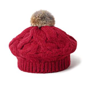 Wholesale Winter Women Knit Beanie Hats 56cm Pom Pom Fur Beanie BIO Washed Cotton from china suppliers