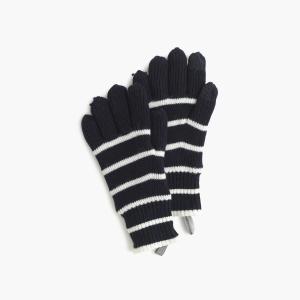 Wholesale Girls Lining Knitted Merino Wool Gloves With Fingers / 3D Thumb Bottom Striped from china suppliers