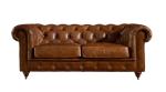 Tan Brown 2 Seater Leather Sofa Full Vintage Top Grain Leather Hand Work Craft