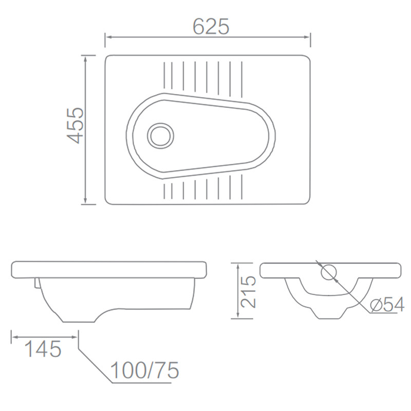ARROW ALD507CG Toilet Squatting Pan Back outlet Flushing Without Trapway