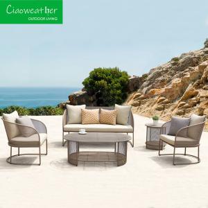 Wholesale Outdoor Furniture Aluminum Metal Patio Garden Waterproof Sofa Set with Cushion OutdoorFoam Water-Resistant Fabric from china suppliers