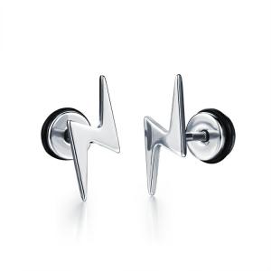 Wholesale Punk Ear Stud Earrings For Men Hip Hop Jewelry Gift Stainless Steel Screw Back Earrings Lightning Stud Earrings from china suppliers
